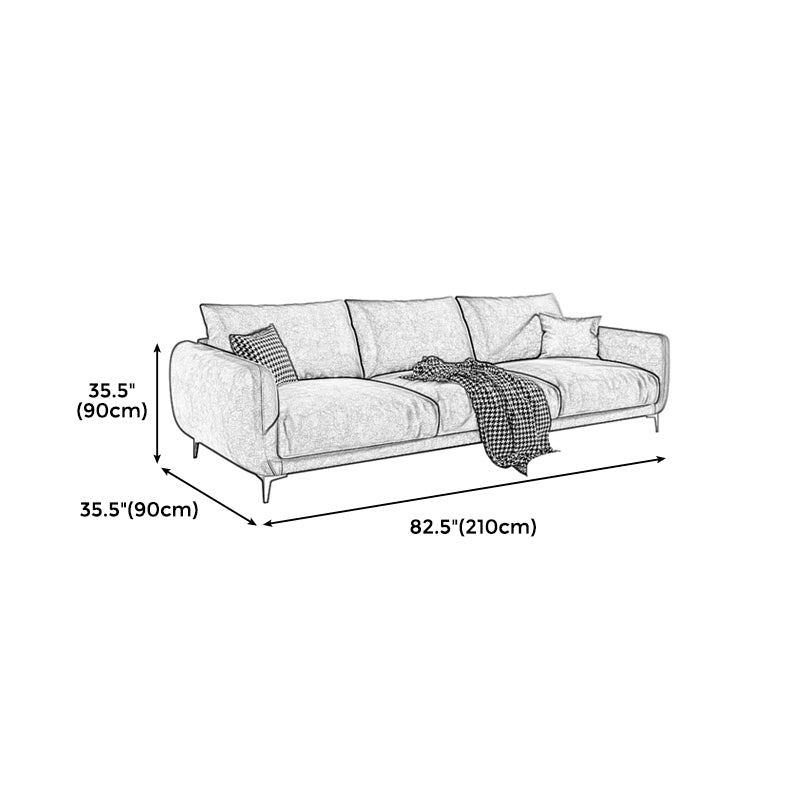 Velvet Modern Standard Sofa 35.5"W Square Arm Sofa with Bolster Pillows for Living Room