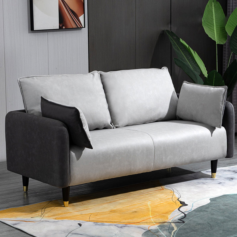29,92 "H Faux Leder Quadratarm Arm Modernes Sofa mit 2 Kissen für Wohnzimmer, Wohnung