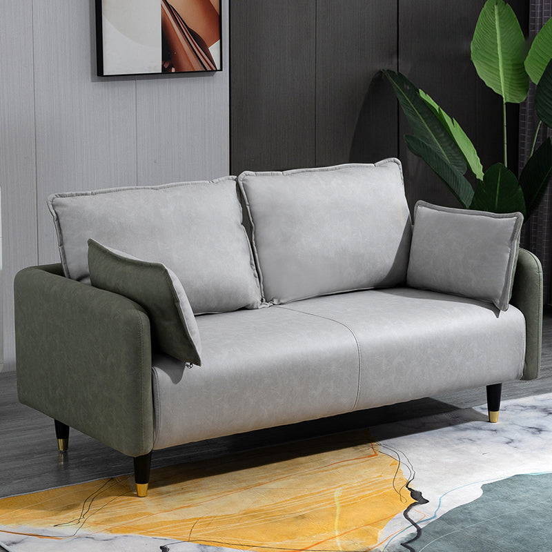 29,92 "H Faux Leder Quadratarm Arm Modernes Sofa mit 2 Kissen für Wohnzimmer, Wohnung