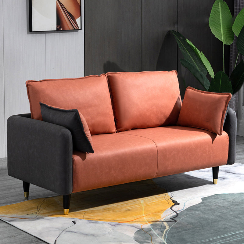 29,92 "H Faux Leder Quadratarm Arm Modernes Sofa mit 2 Kissen für Wohnzimmer, Wohnung