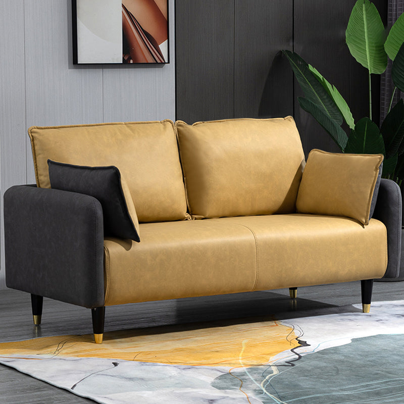 29,92 "H Faux Leder Quadratarm Arm Modernes Sofa mit 2 Kissen für Wohnzimmer, Wohnung