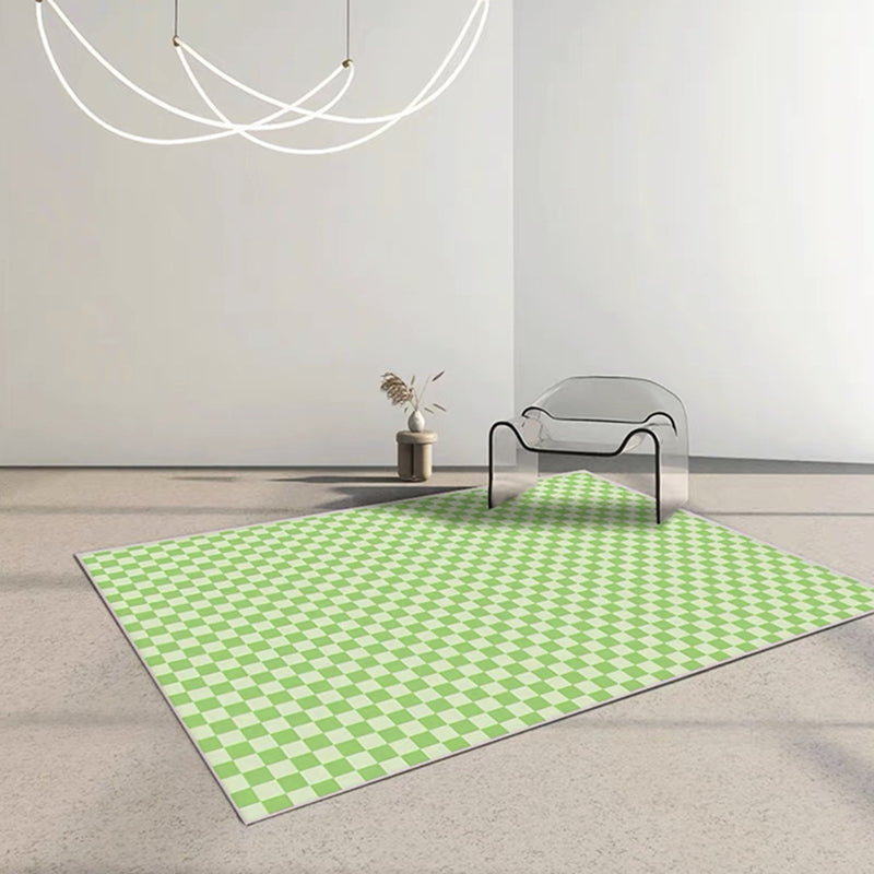 Light Purple Check Pattern Rug Polyester Modern Rug Washable Rug for Living Room