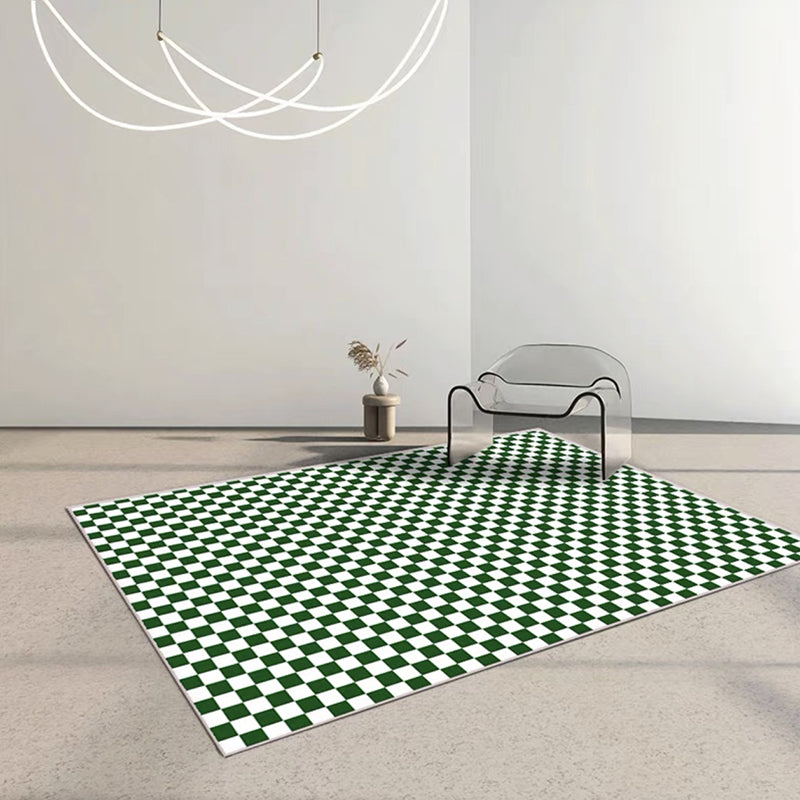 Light Purple Check Pattern Rug Polyester Modern Rug Washable Rug for Living Room