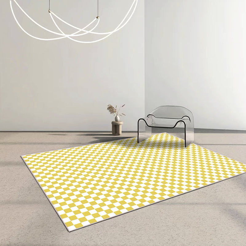 Light Purple Check Pattern Rug Polyester Modern Rug Washable Rug for Living Room