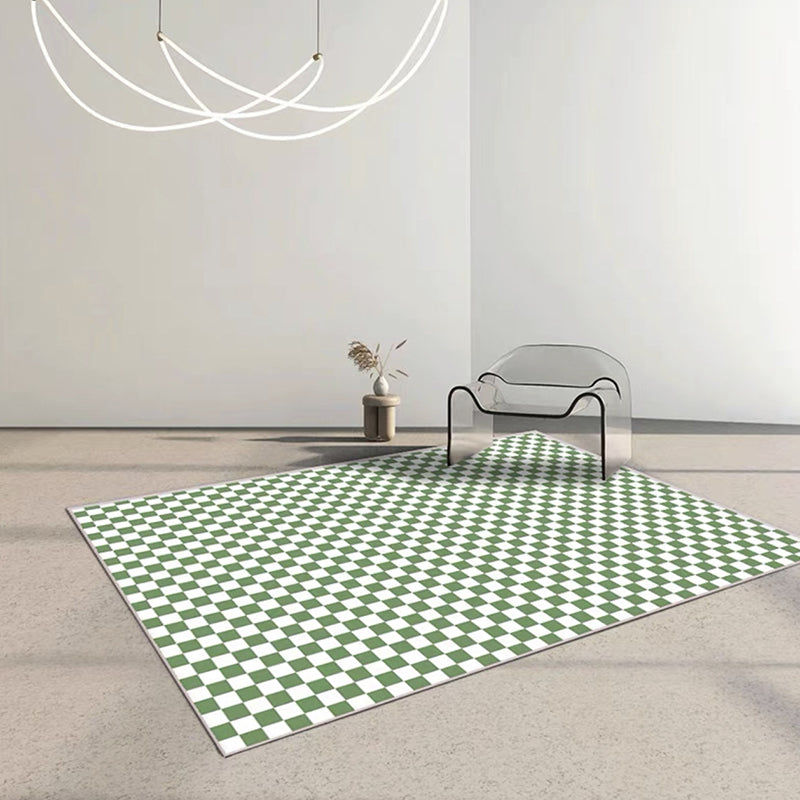 Light Purple Check Pattern Rug Polyester Modern Rug Washable Rug for Living Room