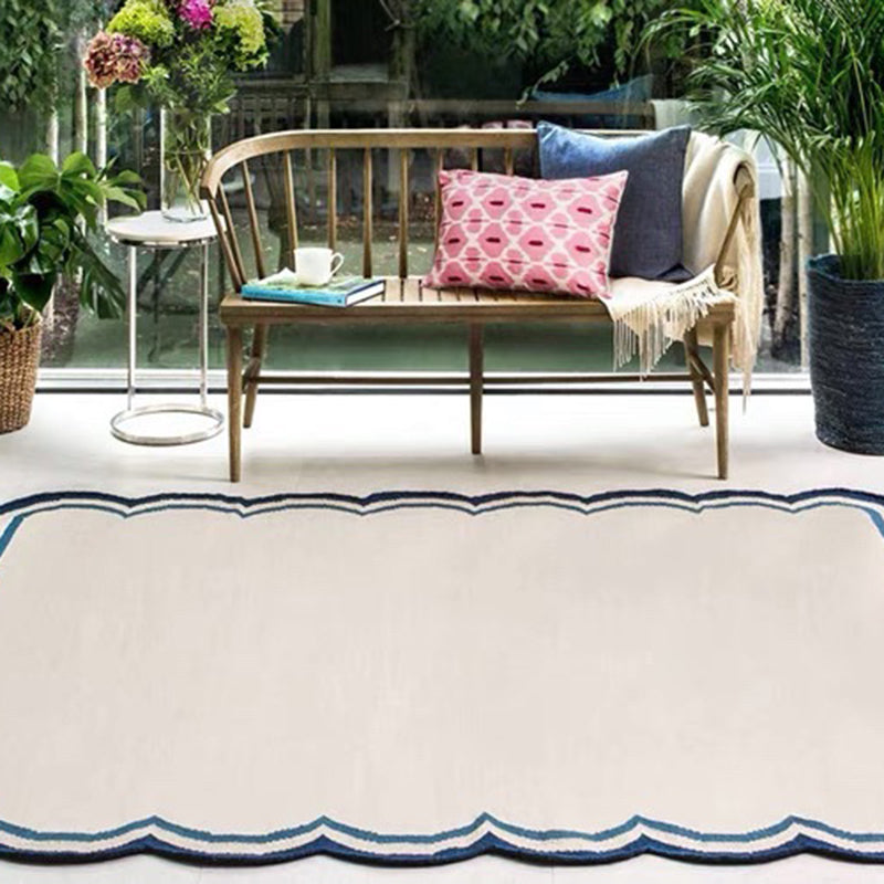 Beige Simple Rug Polyester Striped Area Rug Non-Slip Backing Rug for Home Decoration