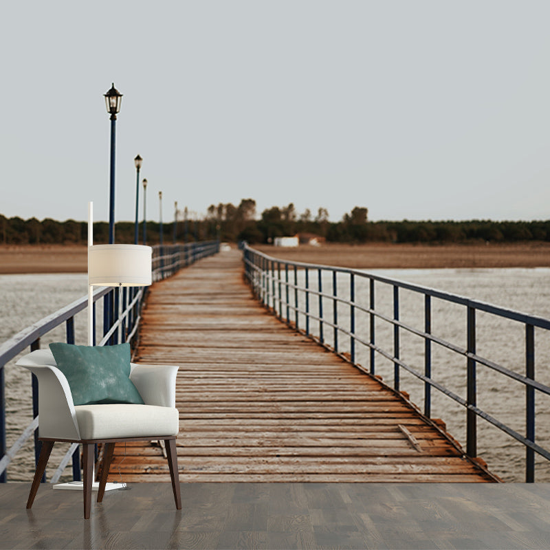 Wooden Bridge Mildew Resistant Wallpaper Photography Sleeping Room Wall Mural