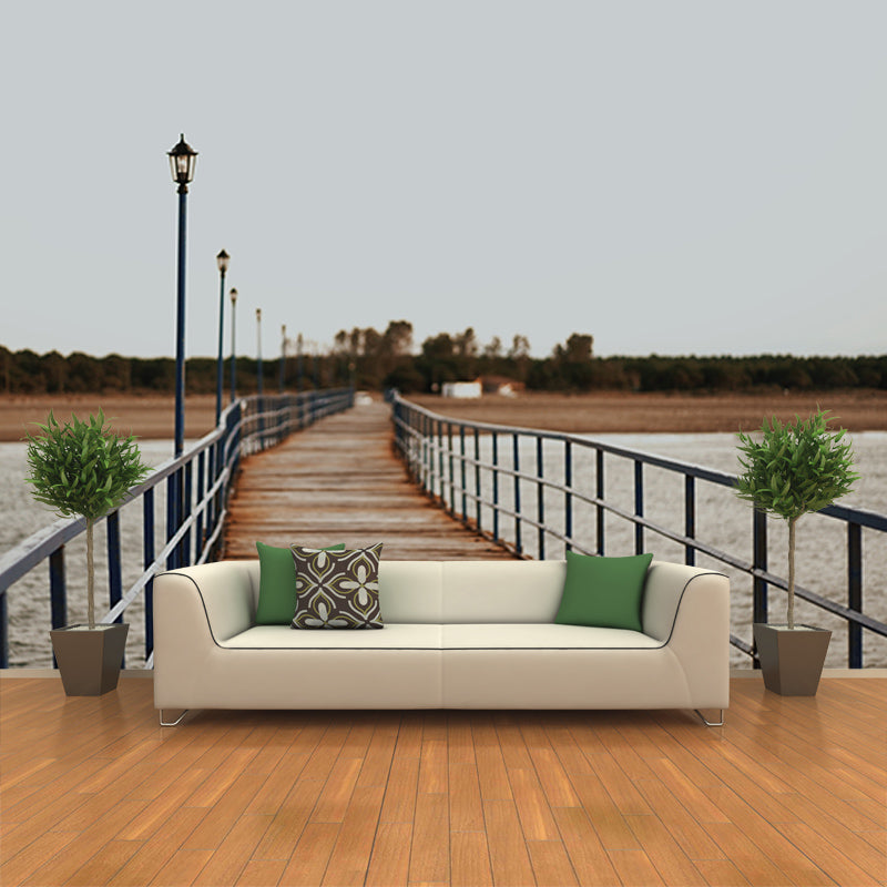 Wooden Bridge Mildew Resistant Wallpaper Photography Sleeping Room Wall Mural