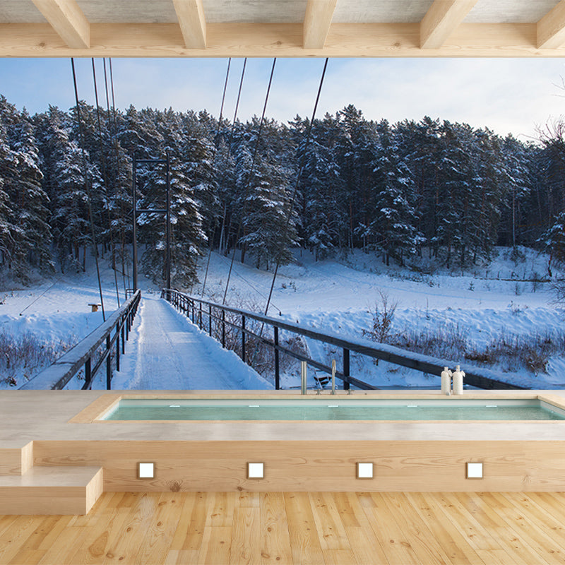 Wooden Bridge Mildew Resistant Wallpaper Photography Sleeping Room Wall Mural