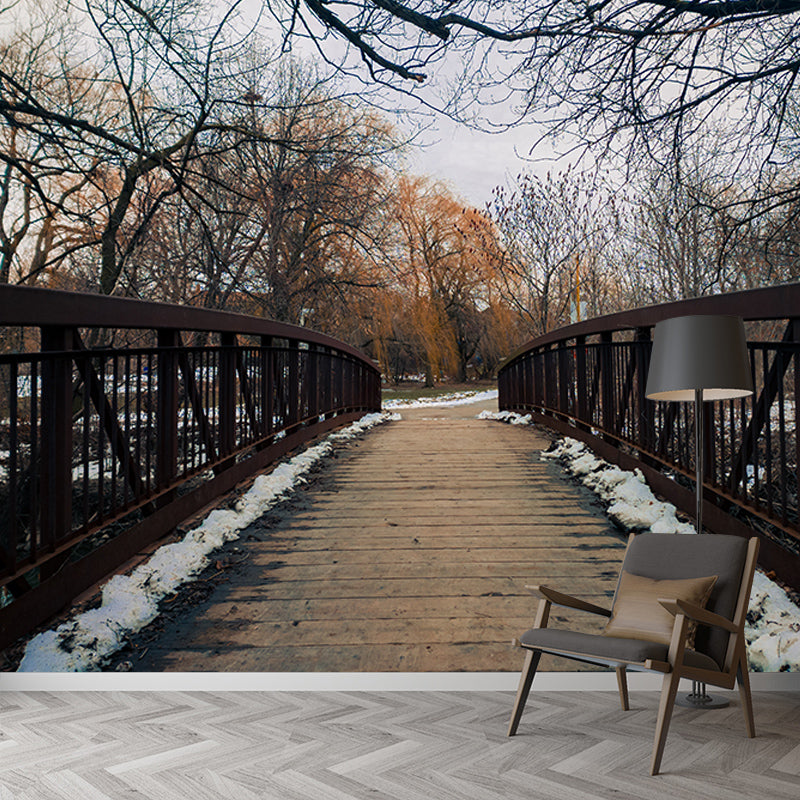 Beautiful Photography Mural Wallpaper Wooden Bridge Indoor Wall Mural
