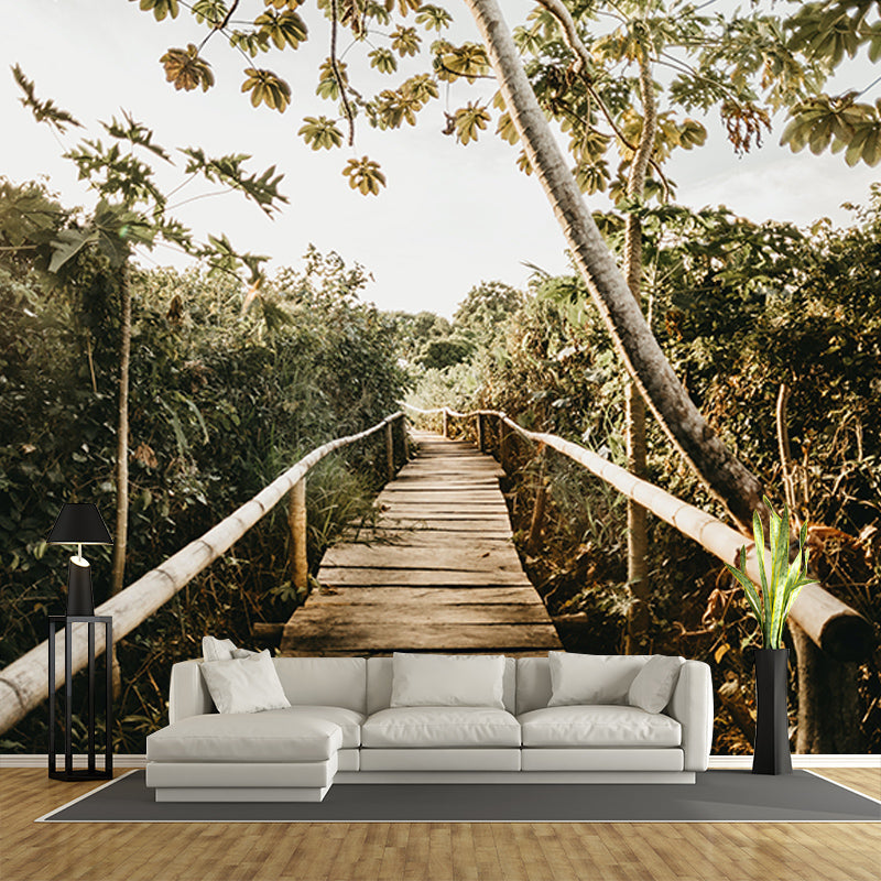 Modern Style Mural Wallpaper Wooden Bridge Environment Friendly Bedroom Wall Mural