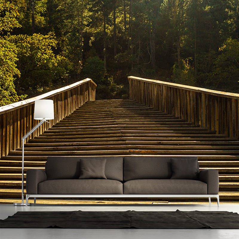 Modern Style Mural Wallpaper Wooden Bridge Environment Friendly Bedroom Wall Mural