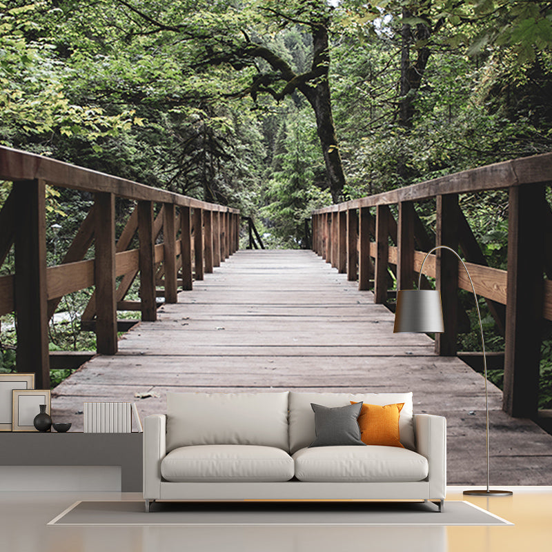 Modern Style Mural Wallpaper Wooden Bridge Environment Friendly Bedroom Wall Mural