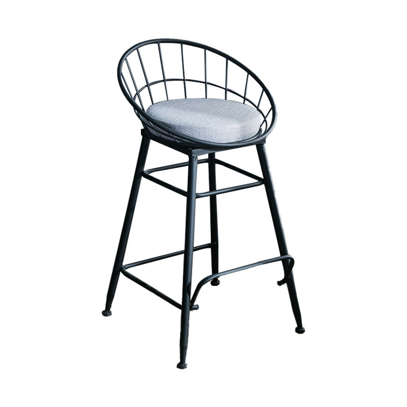 Scandinavian Design Bucket Counter Stool for Home Upholstered Bar Stools with Metal Base