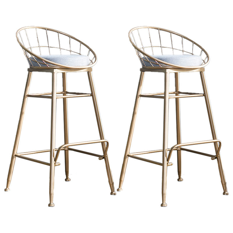 Scandinavian Design Bucket Counter Stool for Home Upholstered Bar Stools with Metal Base