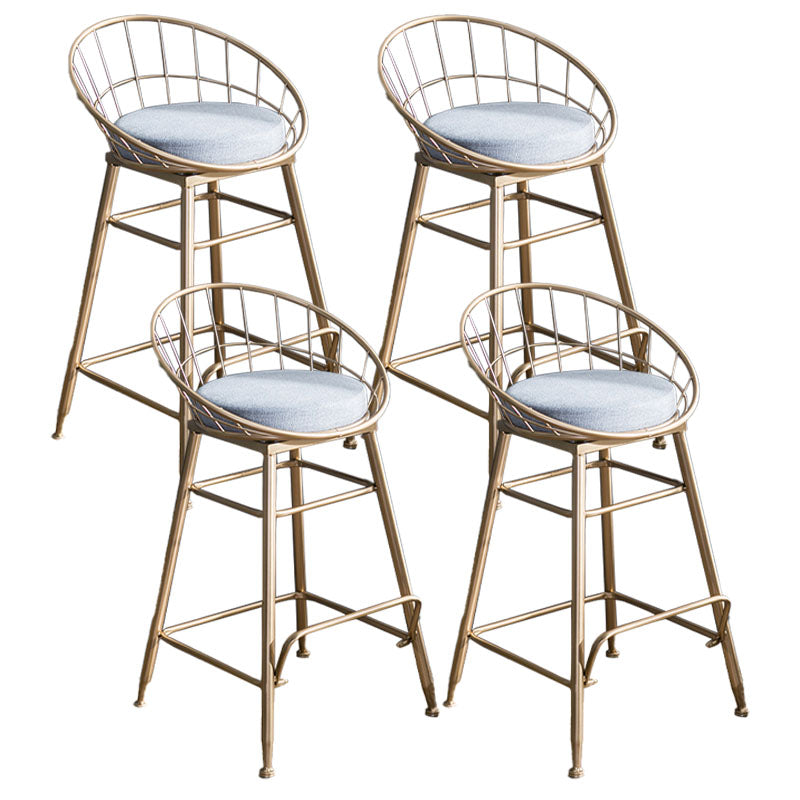 Scandinavian Design Bucket Counter Stool for Home Upholstered Bar Stools with Metal Base