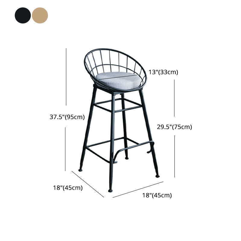 Scandinavian Design Bucket Counter Stool for Home Upholstered Bar Stools with Metal Base