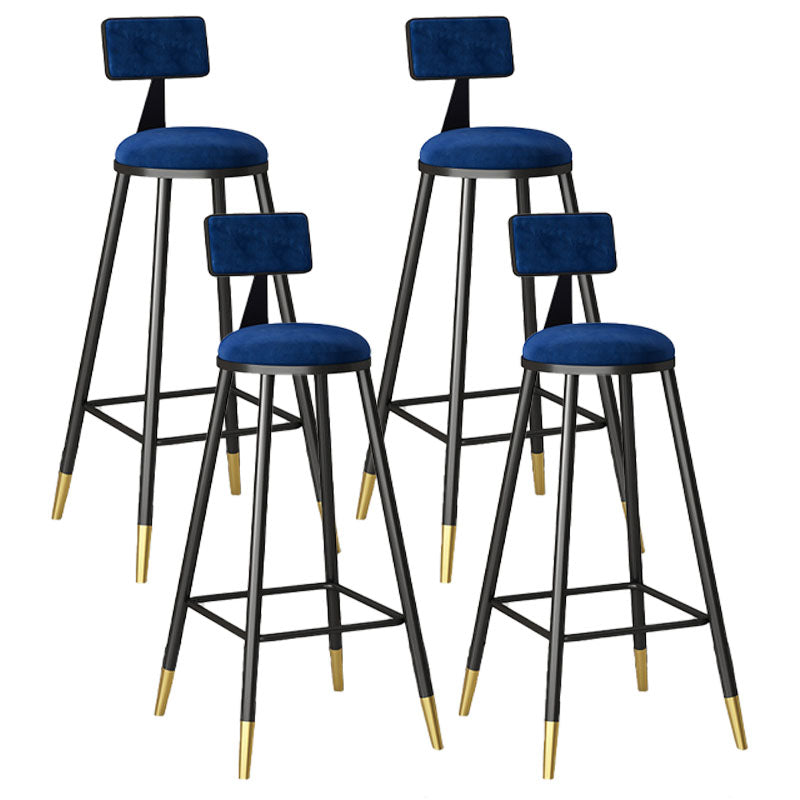 Glam Style Upholstered Fabric Stools Low Back Stools with Cushion