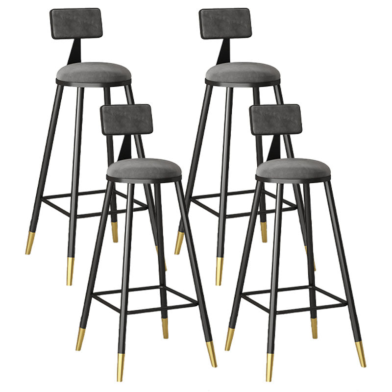 Glam Style Upholstered Fabric Stools Low Back Stools with Cushion
