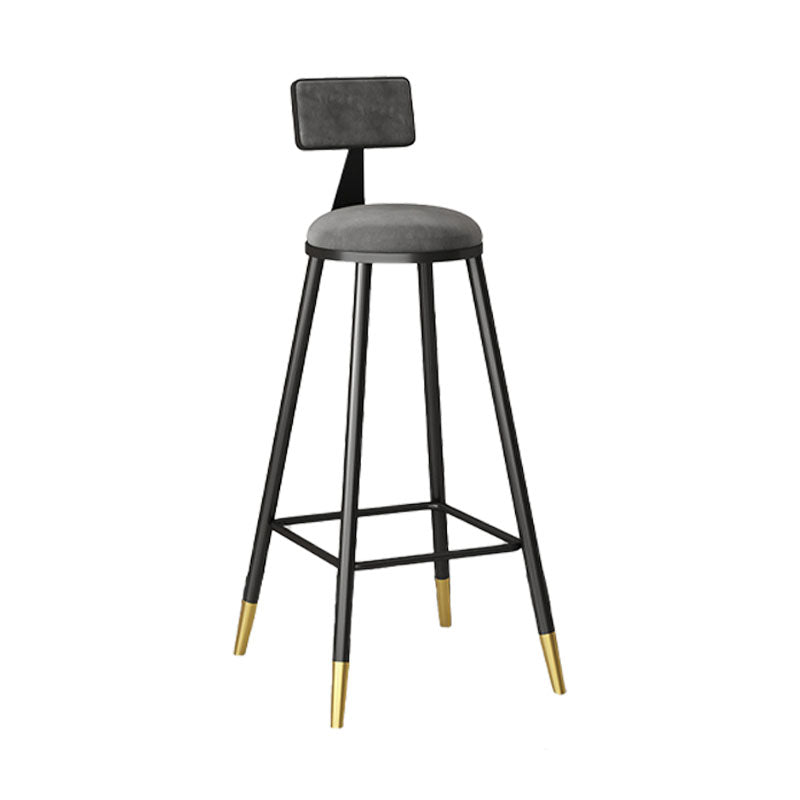Glam Style Upholstered Fabric Stools Low Back Stools with Cushion