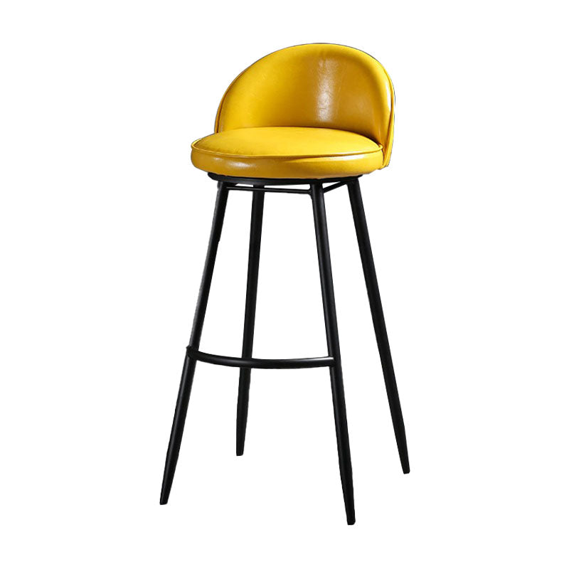 Industrial Leather Counter Stool for Home Round Barstools with Metal Base