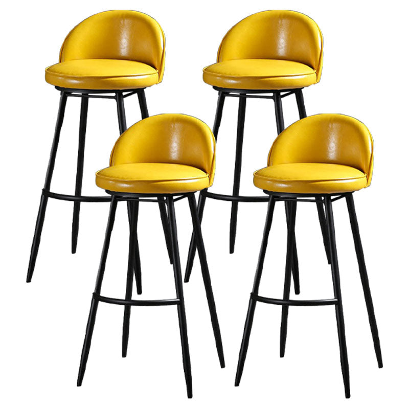 Industrial Leather Counter Stool for Home Round Barstools with Metal Base