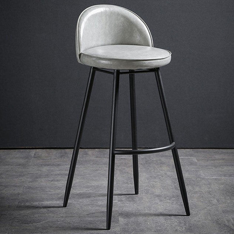 Industrial Leather Counter Stool for Home Round Barstools with Metal Base