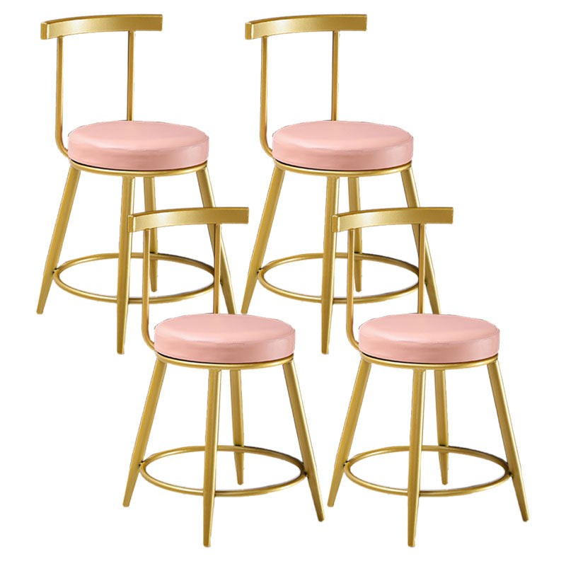 Nordic Style Upholstered Fabric Stools Armless Round Barstools for Home