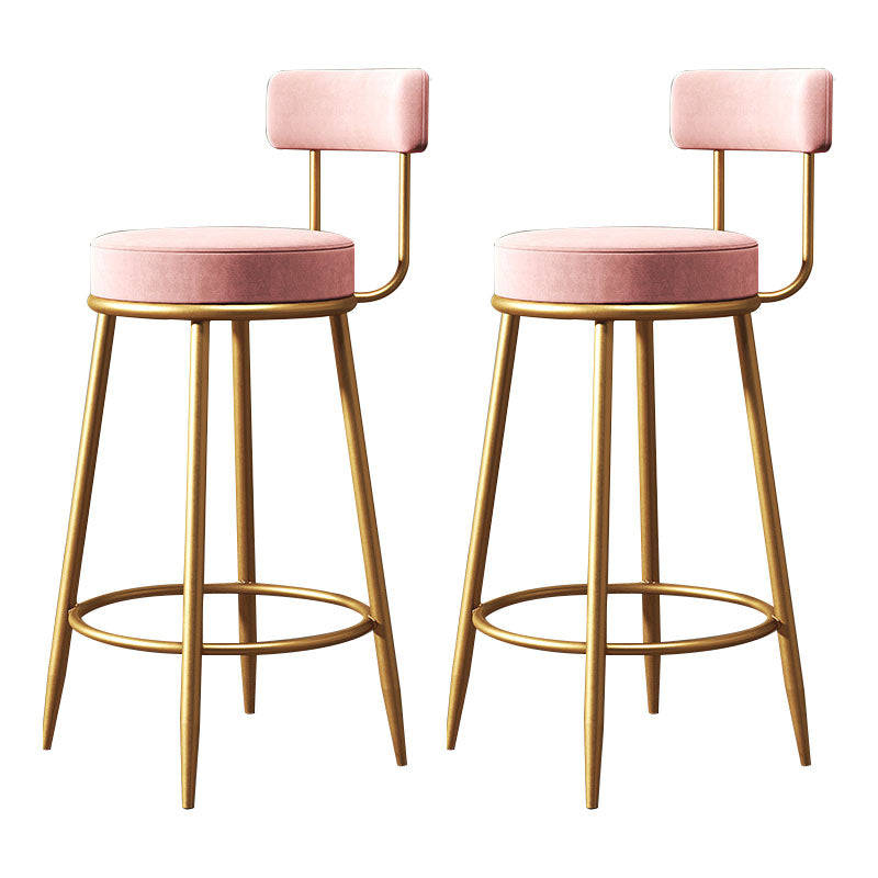 Nordic Style Upholstered Fabric Stools Armless Round Barstools for Home Use