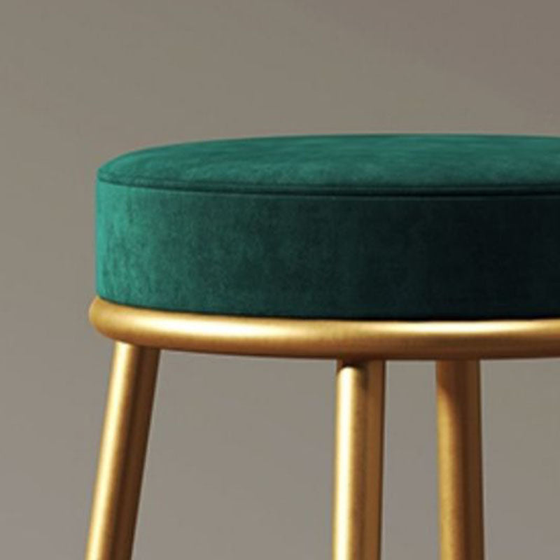 Nordic Style Upholstered Fabric Stools Armless Round Barstools for Home Use