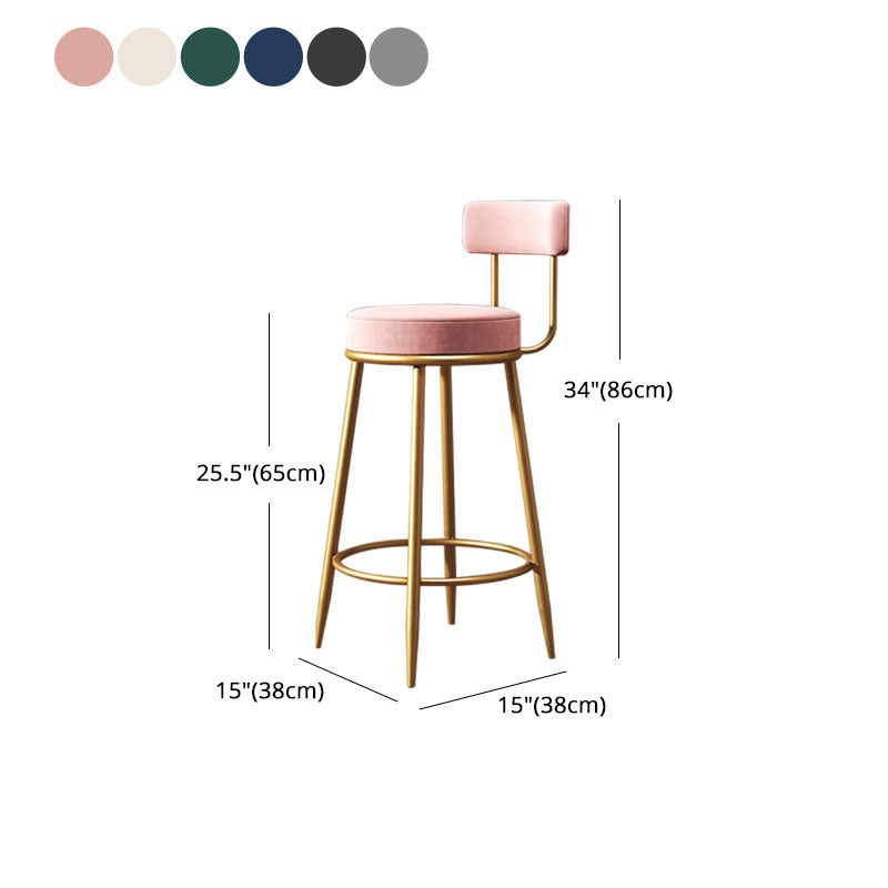 Nordic Style Upholstered Fabric Stools Armless Round Barstools for Home Use