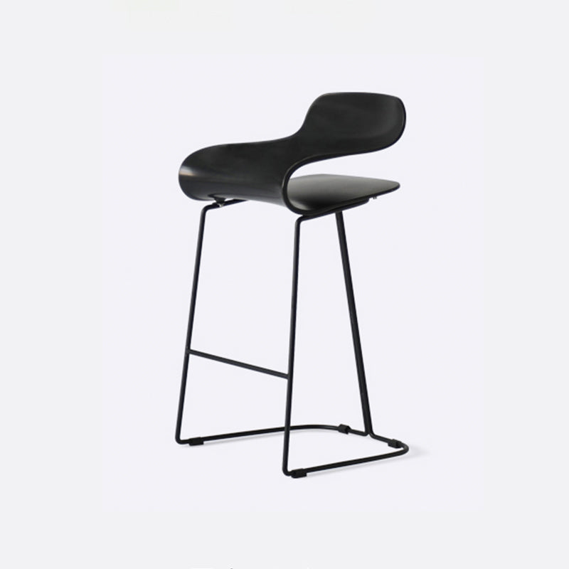 Contemporary Footrest Low Back Barstool Plastic Matte Finish Coffee Shop Stool