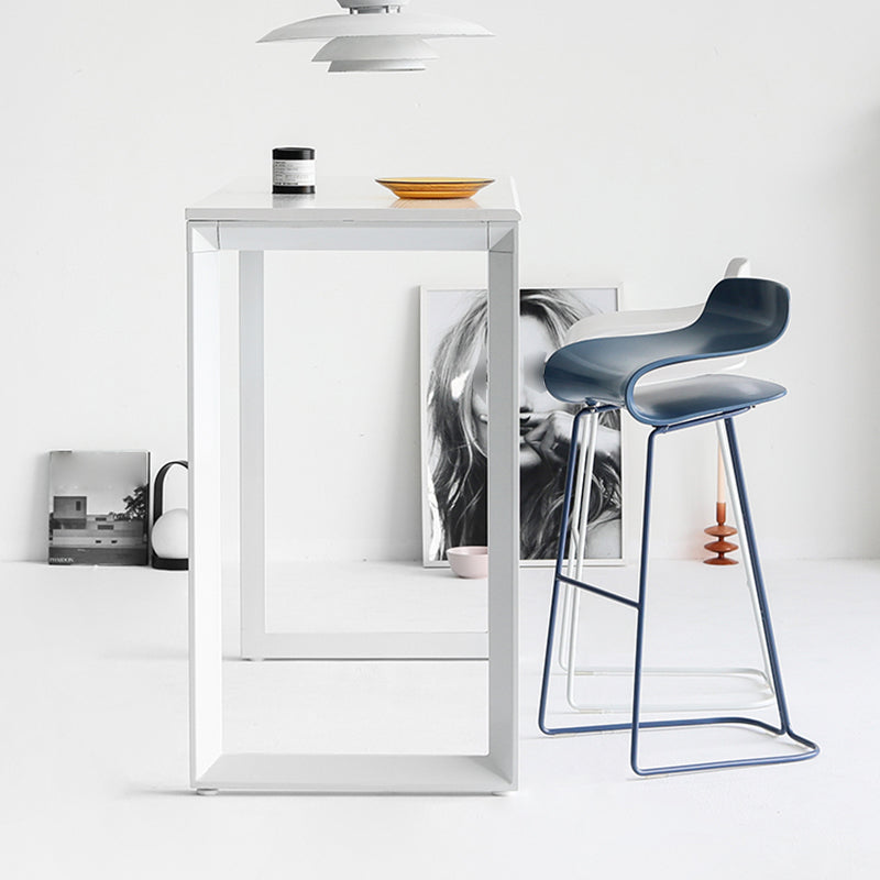 Contemporary Footrest Low Back Barstool Plastic Matte Finish Coffee Shop Stool