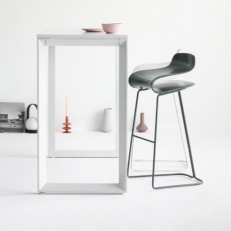 Contemporary Footrest Low Back Barstool Plastic Matte Finish Coffee Shop Stool