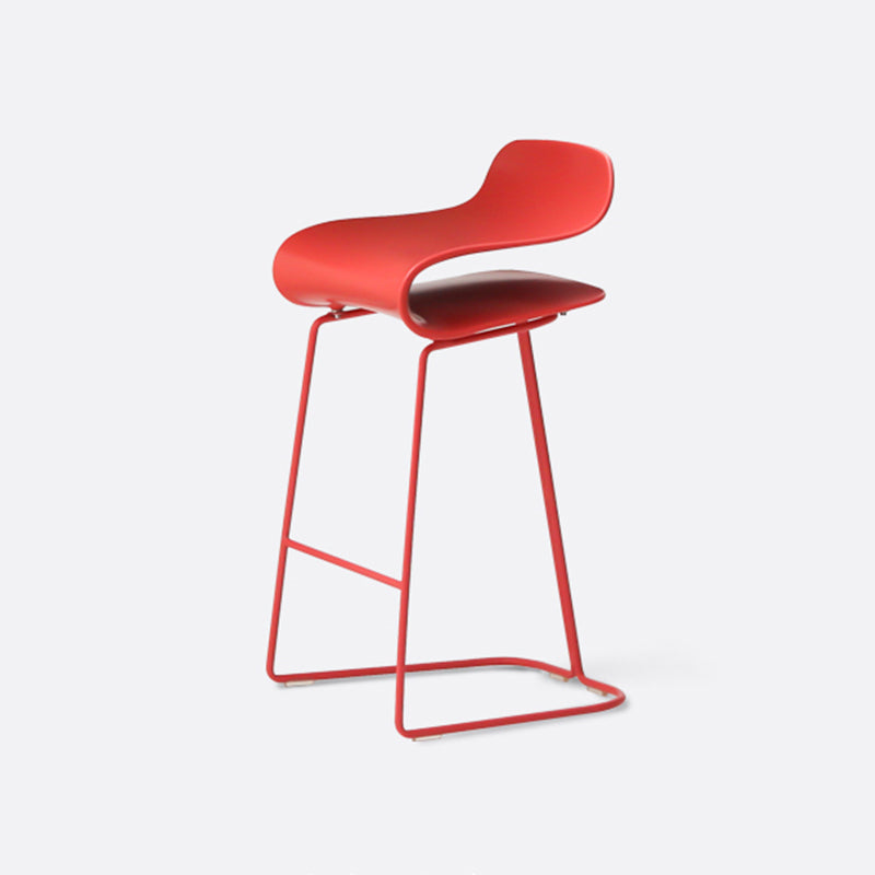 Contemporary Footrest Low Back Barstool Plastic Matte Finish Coffee Shop Stool