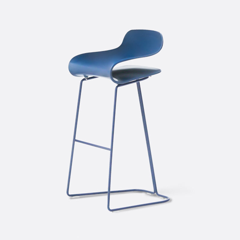 Contemporary Footrest Low Back Barstool Plastic Matte Finish Coffee Shop Stool