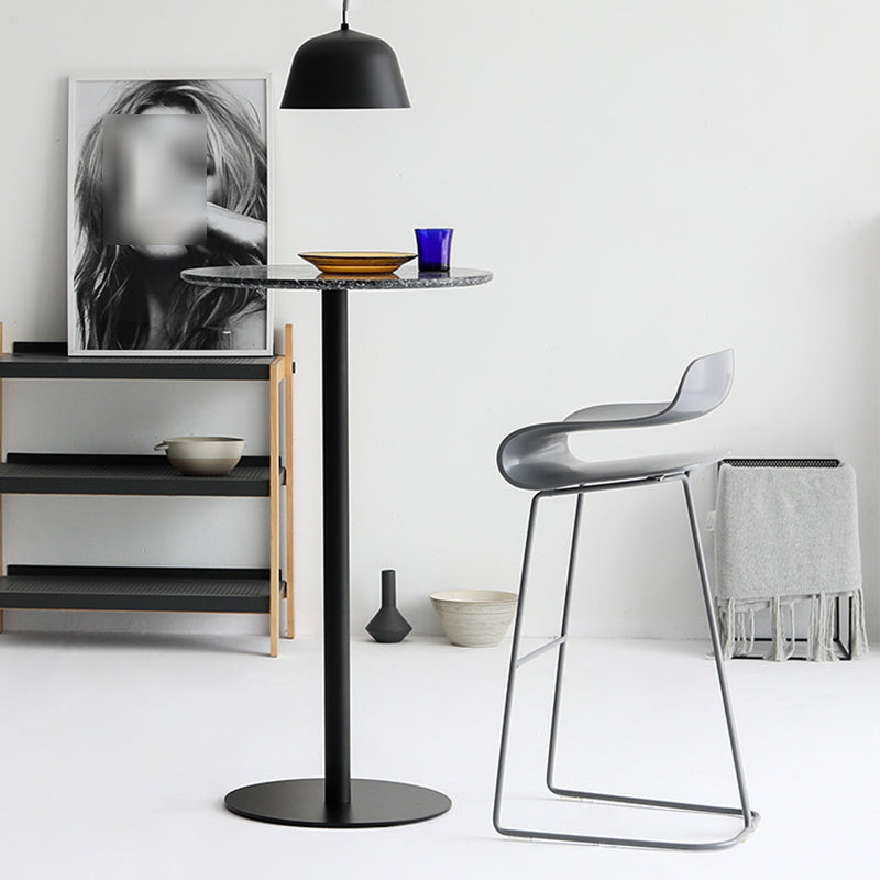 Contemporary Footrest Low Back Barstool Plastic Matte Finish Coffee Shop Stool