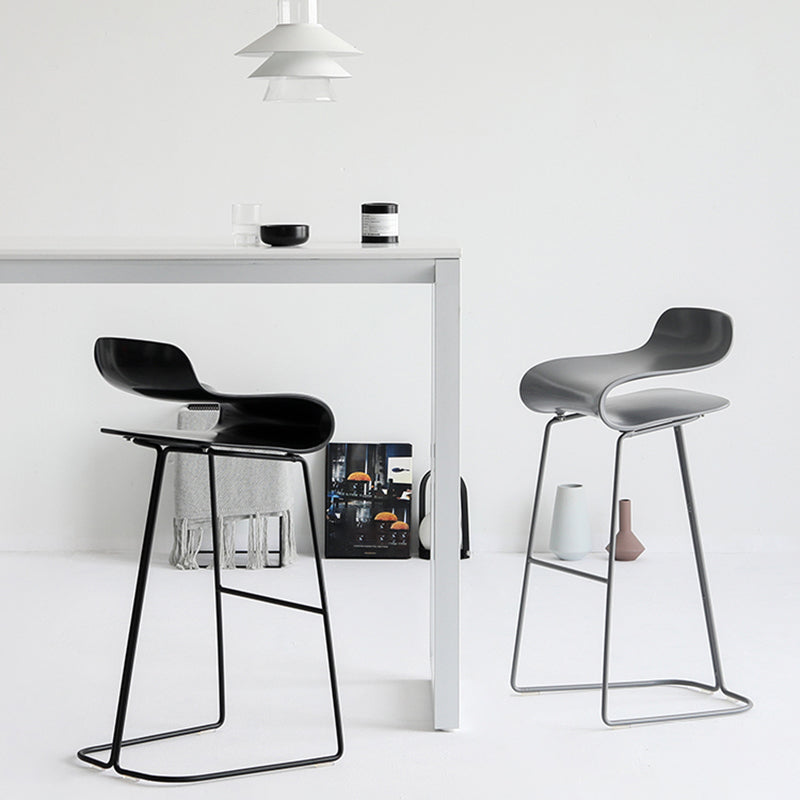 Contemporary Footrest Low Back Barstool Plastic Matte Finish Coffee Shop Stool