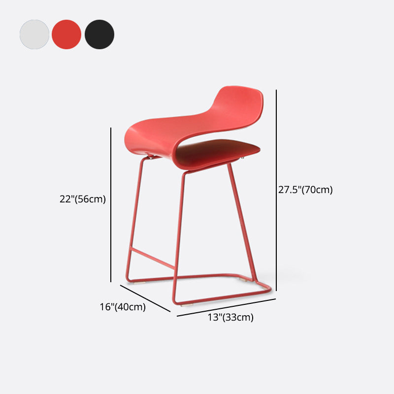 Contemporary Footrest Low Back Barstool Plastic Matte Finish Coffee Shop Stool