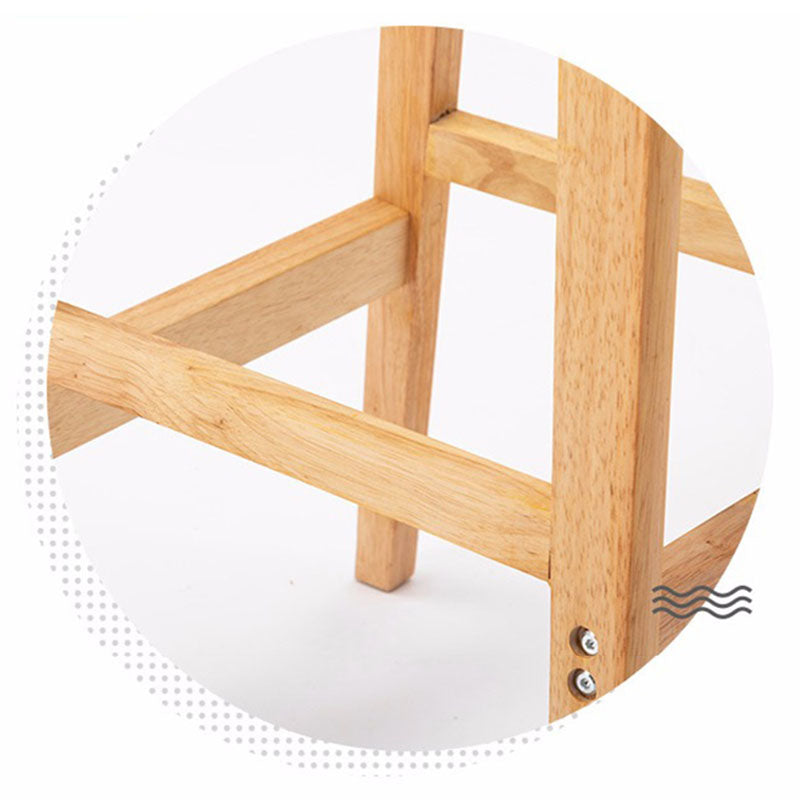 Scandinavian Upholstered Low Back Footrest Stool Matte Finish Rubberwood Barstool