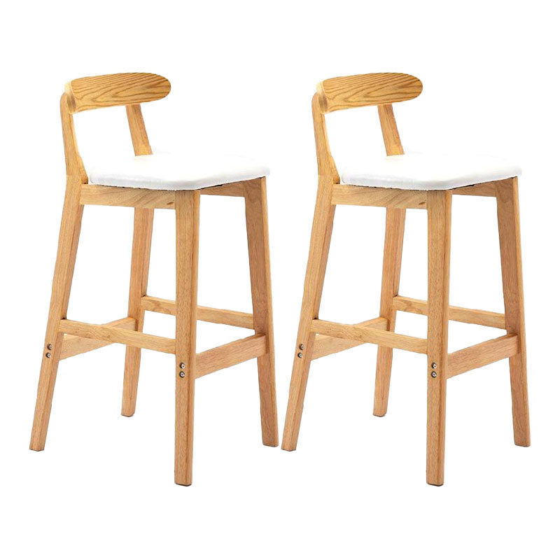 Scandinavian Upholstered Low Back Footrest Stool Matte Finish Rubberwood Barstool