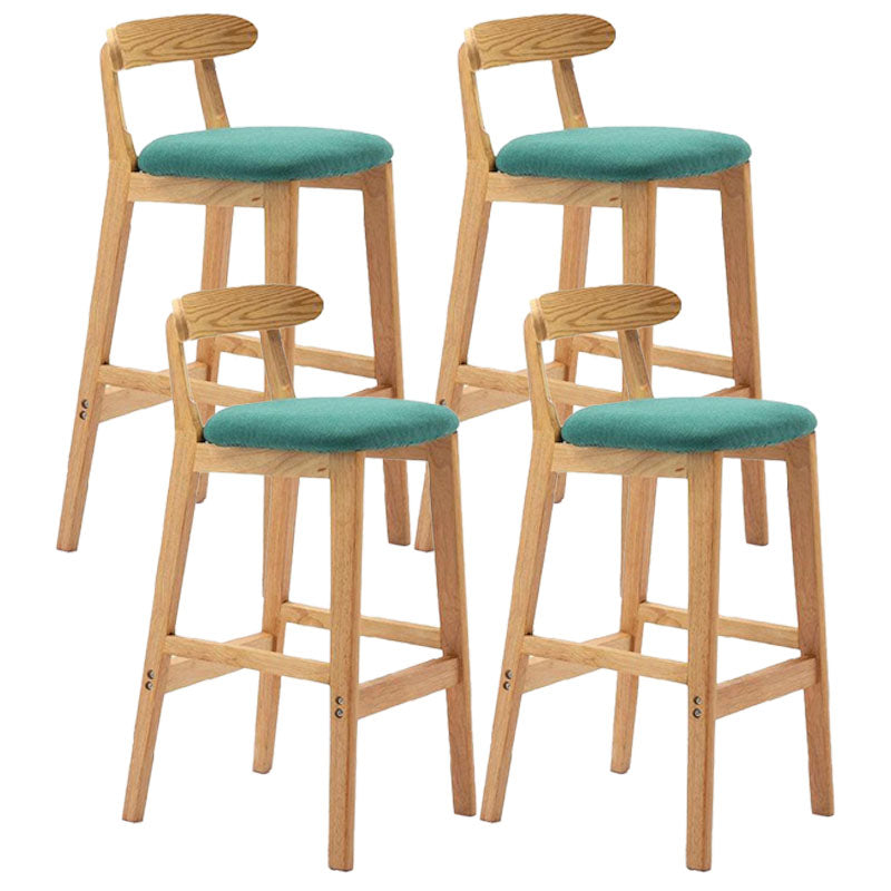 Scandinavian Upholstered Low Back Footrest Stool Matte Finish Rubberwood Barstool