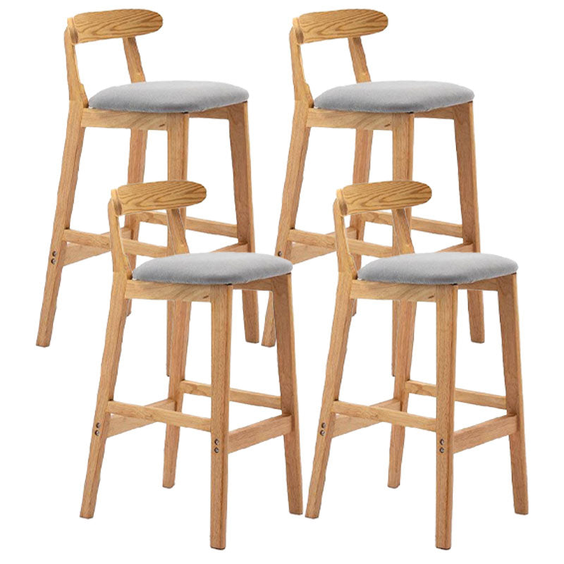 Scandinavian Upholstered Low Back Footrest Stool Matte Finish Rubberwood Barstool