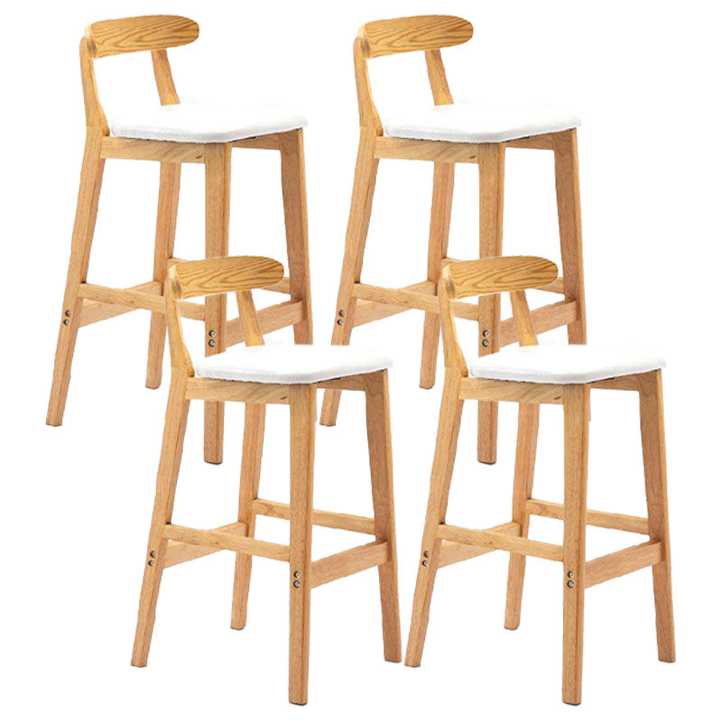 Scandinavian Upholstered Low Back Footrest Stool Matte Finish Rubberwood Barstool