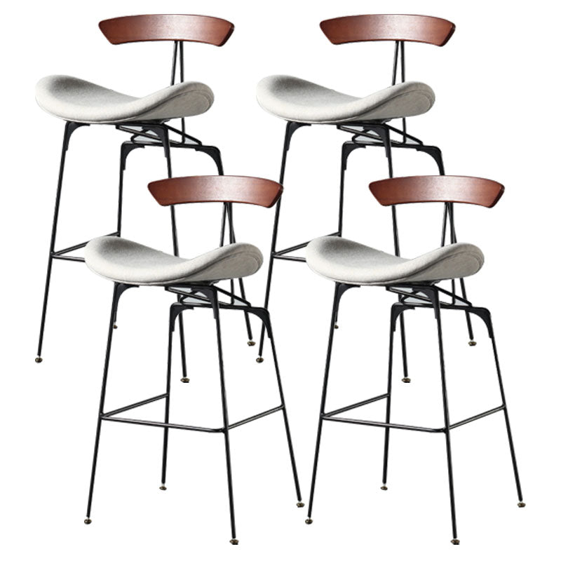 Industrial Footrest Low Back Barstool Matte Finish Leather Milk Tea Shop Stool