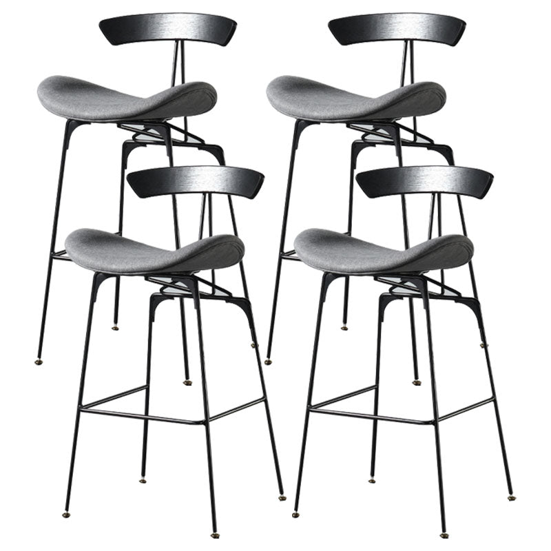 Industrial Footrest Low Back Barstool Matte Finish Leather Milk Tea Shop Stool