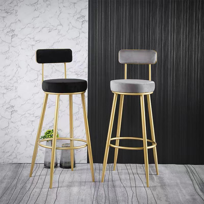 Scandinavian Round Armless Counter Stools Upholstered Bar Stools for Home