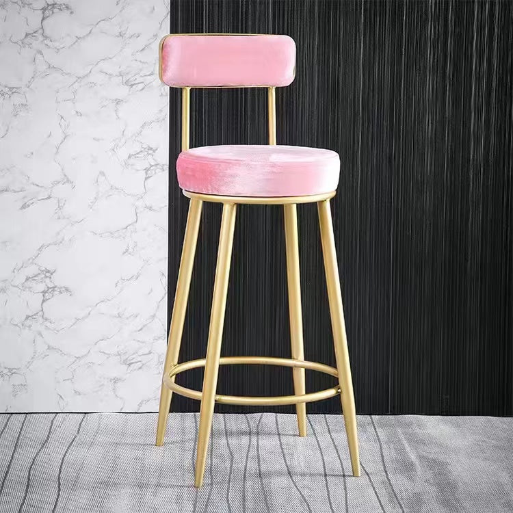 Scandinavian Round Armless Counter Stools Upholstered Bar Stools for Home
