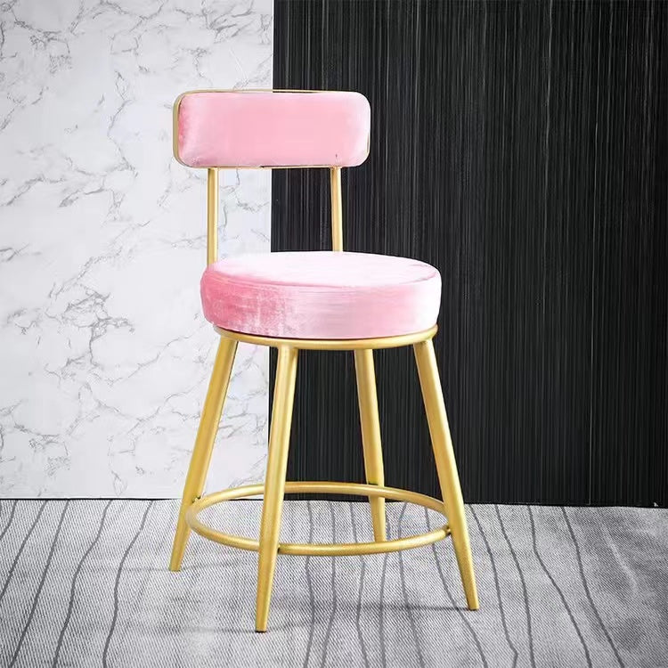 Scandinavian Round Armless Counter Stools Upholstered Bar Stools for Home