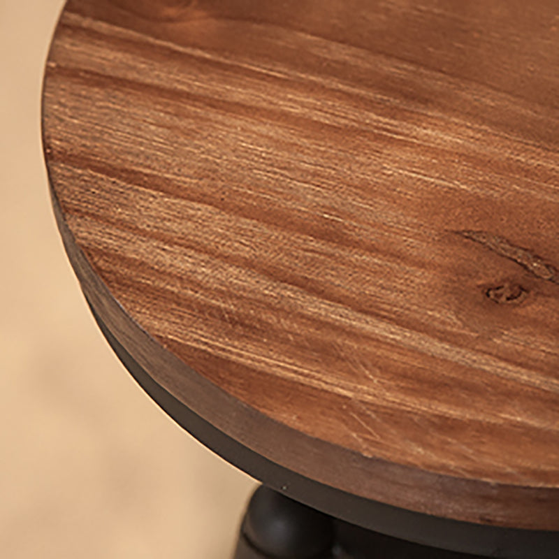 Industrial Footrest Adjustable Height Barstool Brown Pine Home Stool